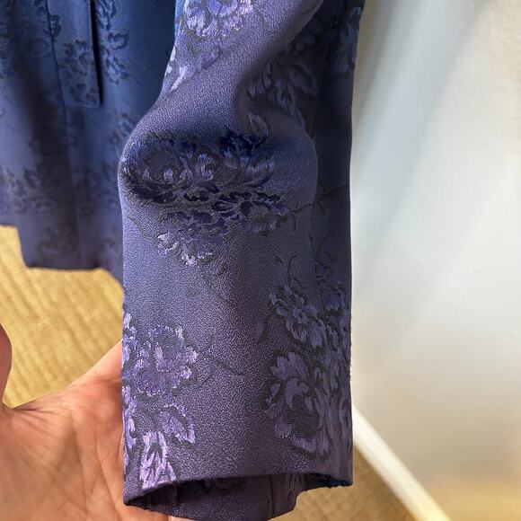 Hugo Buscati blue jacquard long 3 button lined blazer size 14 - Picture 3 of 13